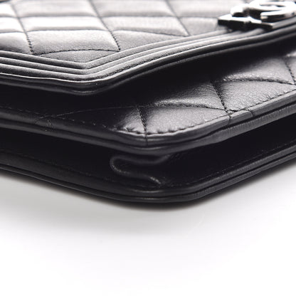 Chanel Calfskin Quilted Boy Wallet On Chain WOC So Black 5 of 11