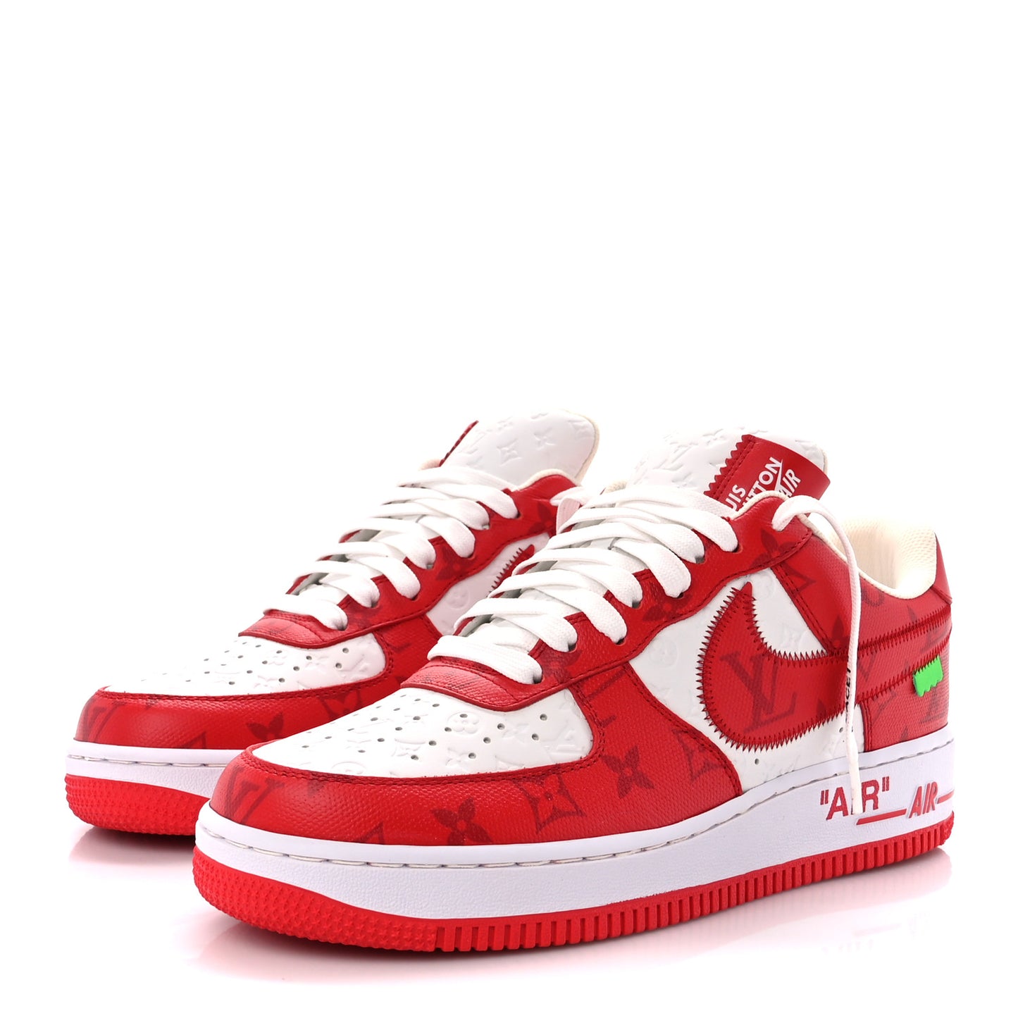 X NIKE AIR FORCE 1 Calfskin Monogram Mens Sneakers 8 Red