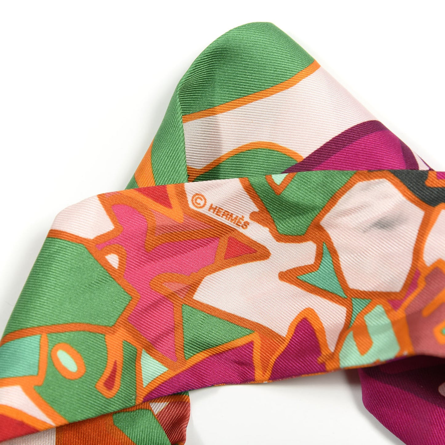 Silk Graff Graffiti Twilly Fuchsia Orange Vert
