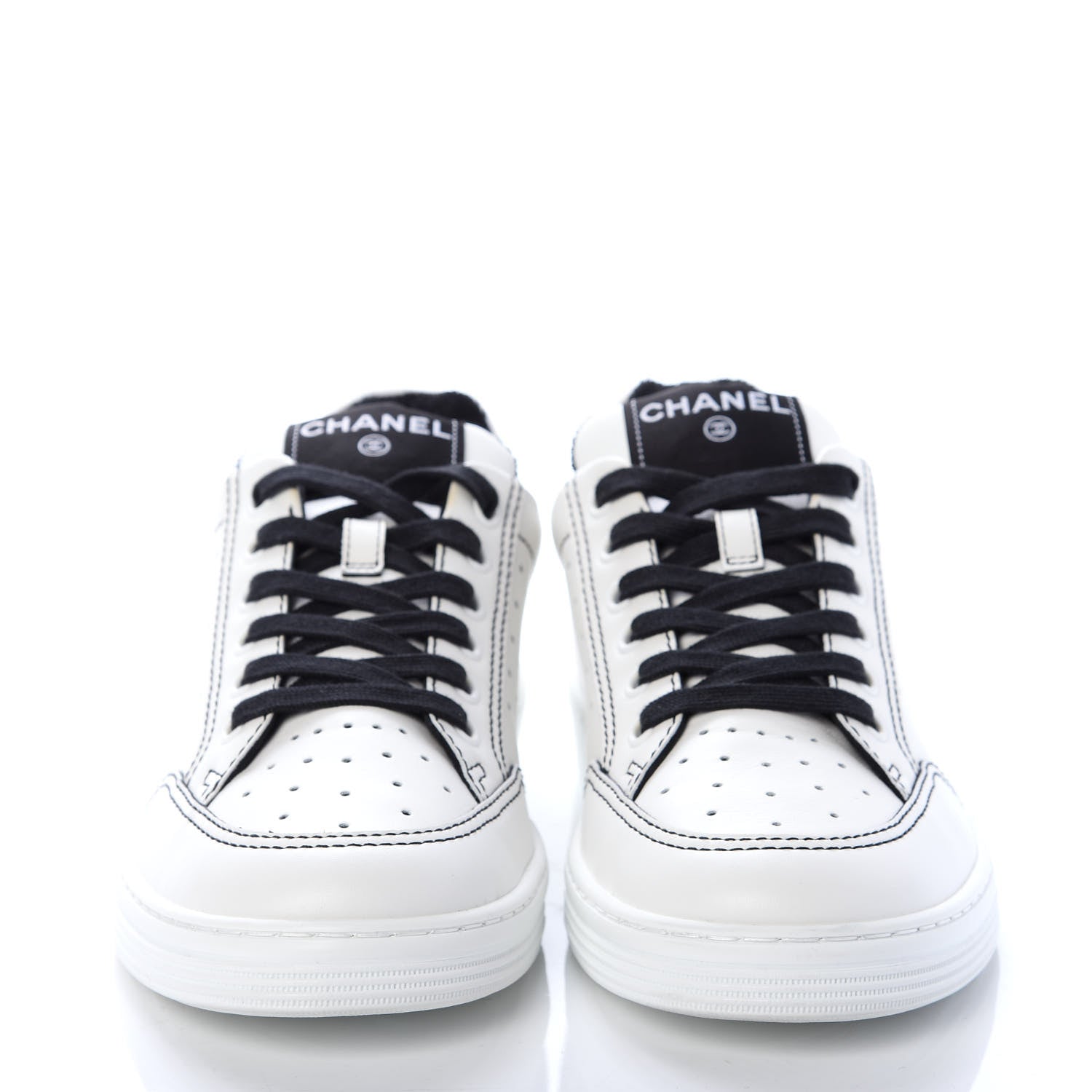 Chanel Calfskin Womens Logo Sneakers 39 White Black 2 of 11