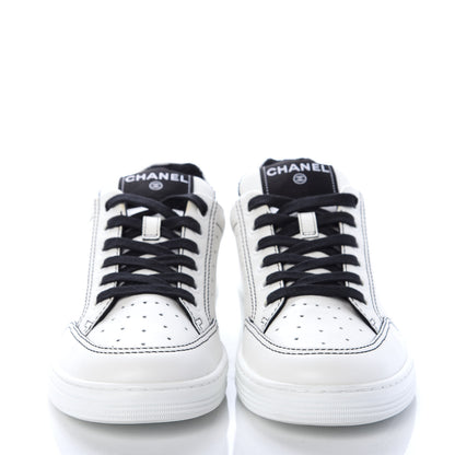 Chanel Calfskin Womens Logo Sneakers 39 White Black 2 of 11