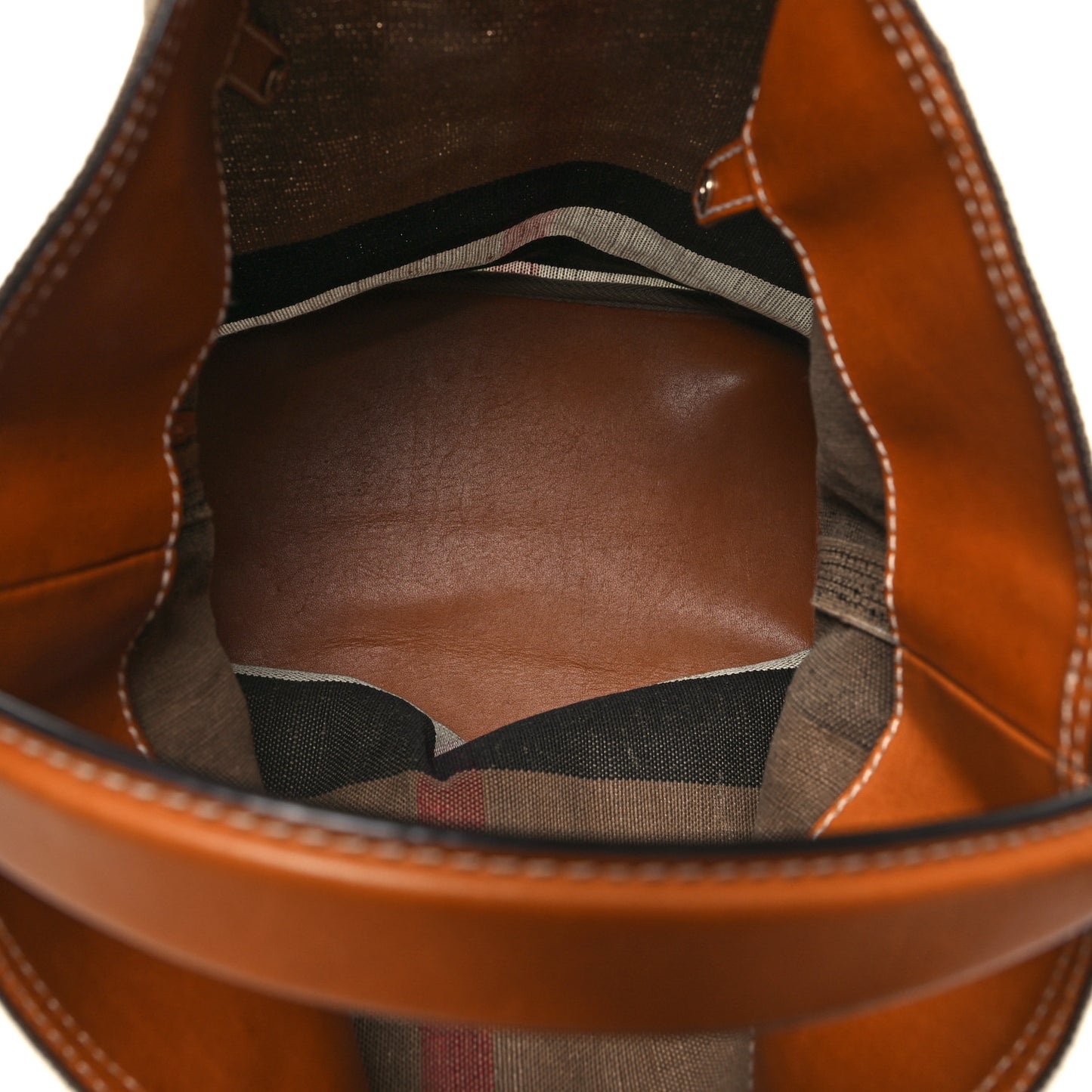 Canvas Mega Check Medium Ashby Bucket Bag Brown