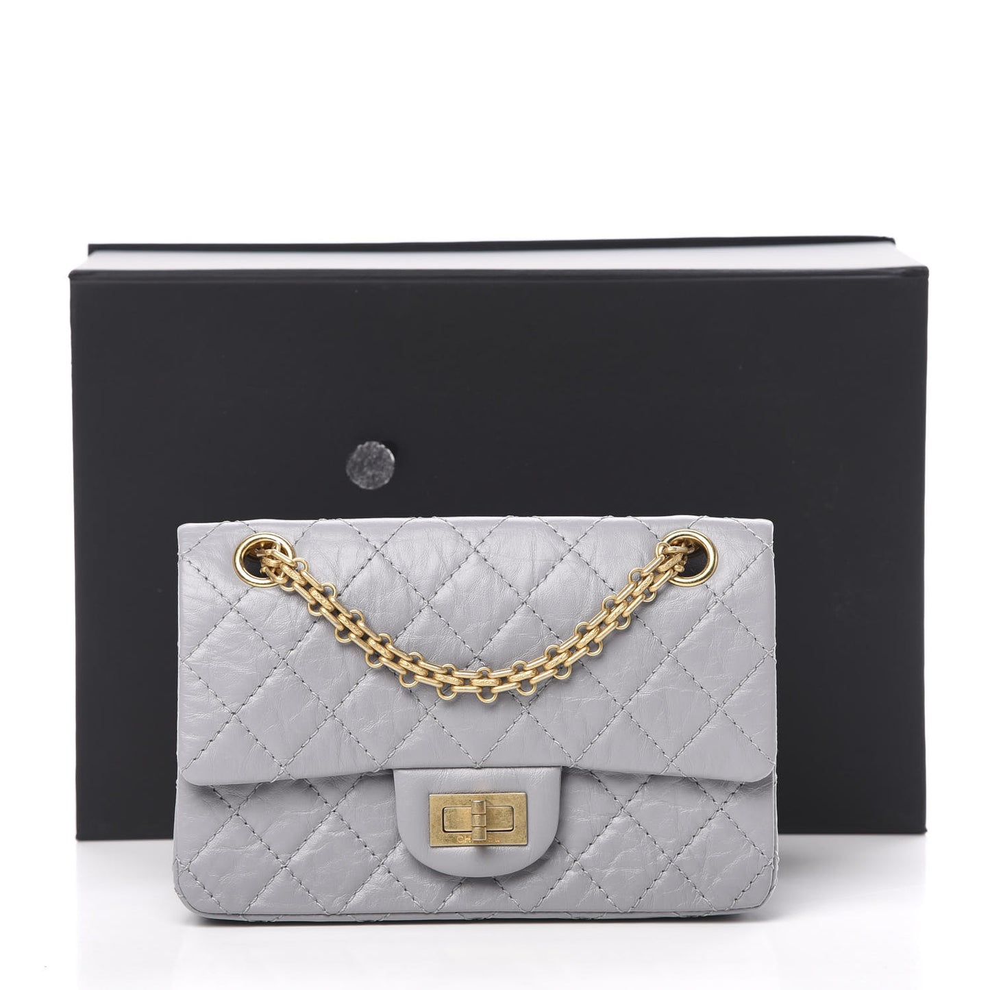 Aged Calfskin Quilted 2.55 Reissue Mini Flap Grey