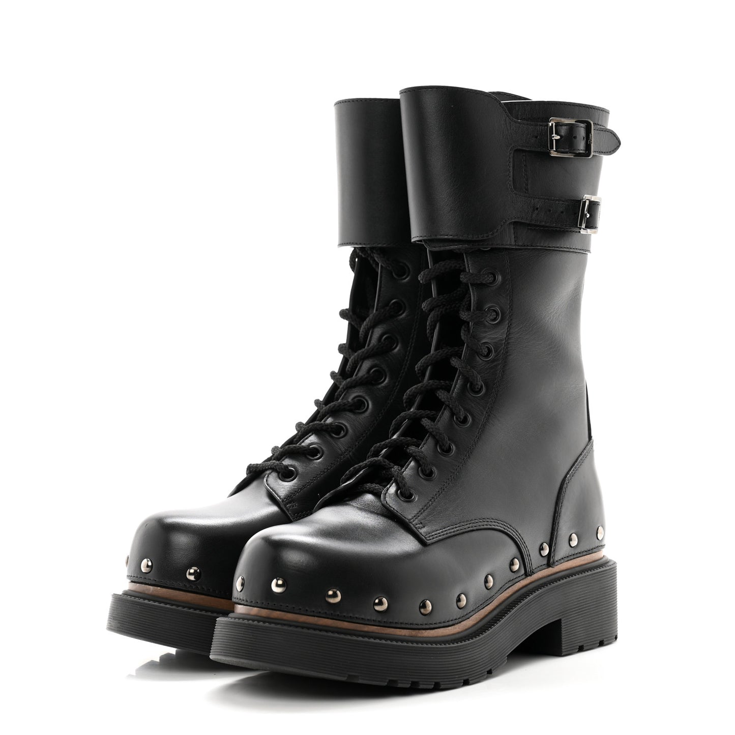 Calfskin Diorquake 25mm Combat Boots 36 Black