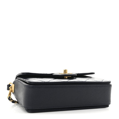 Chanel Shiny Caviar Quilted Mini Top Handle Flap Navy Blue 4 of 11