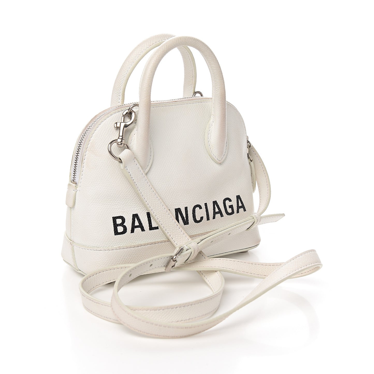 Grained Calfskin XXS Ville Top Handle Bag White Black