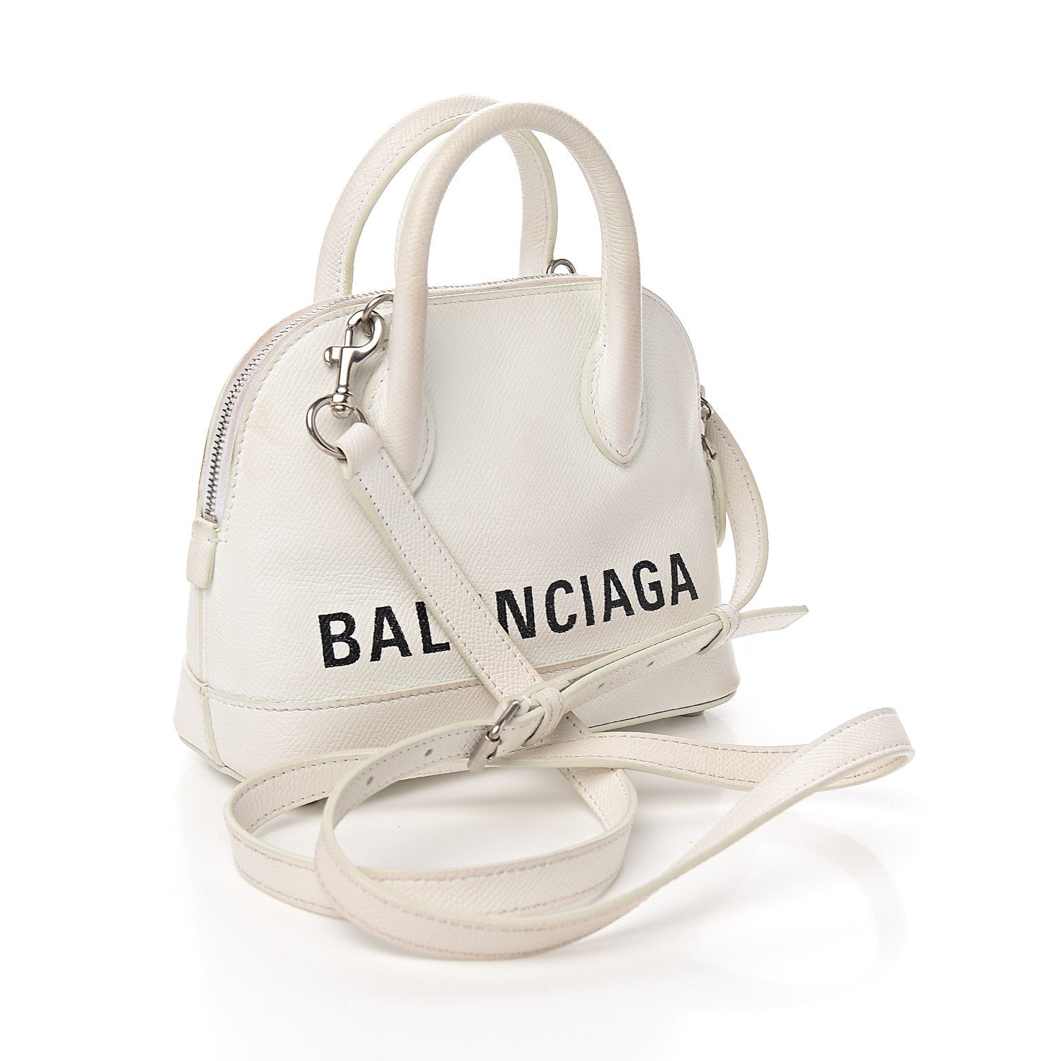 Balenciaga Grained Calfskin XXS Ville Top Handle Bag White Black 2 of 10
