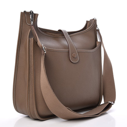 Hermes Taurillon Clemence Evelyne III GM Etoupe 3 of 8