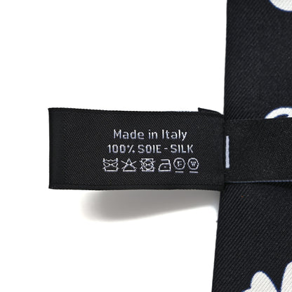 Chanel Silk Clover CC Slim Bandeau Scarf Black White 4 of 4
