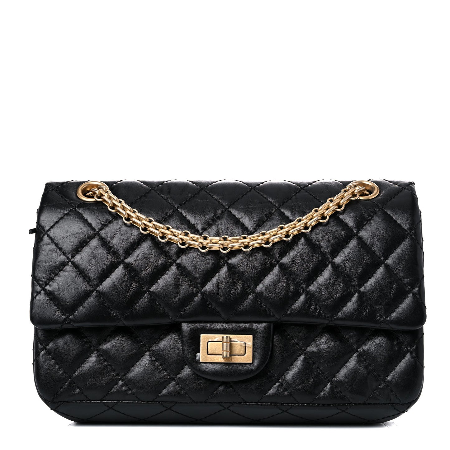 Aged Calfskin Quilted 2.55 Reissue 225 Flap Black