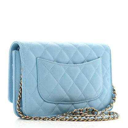 Chanel Caviar Quilted Wallet on Chain WOC Blue 3 of 15