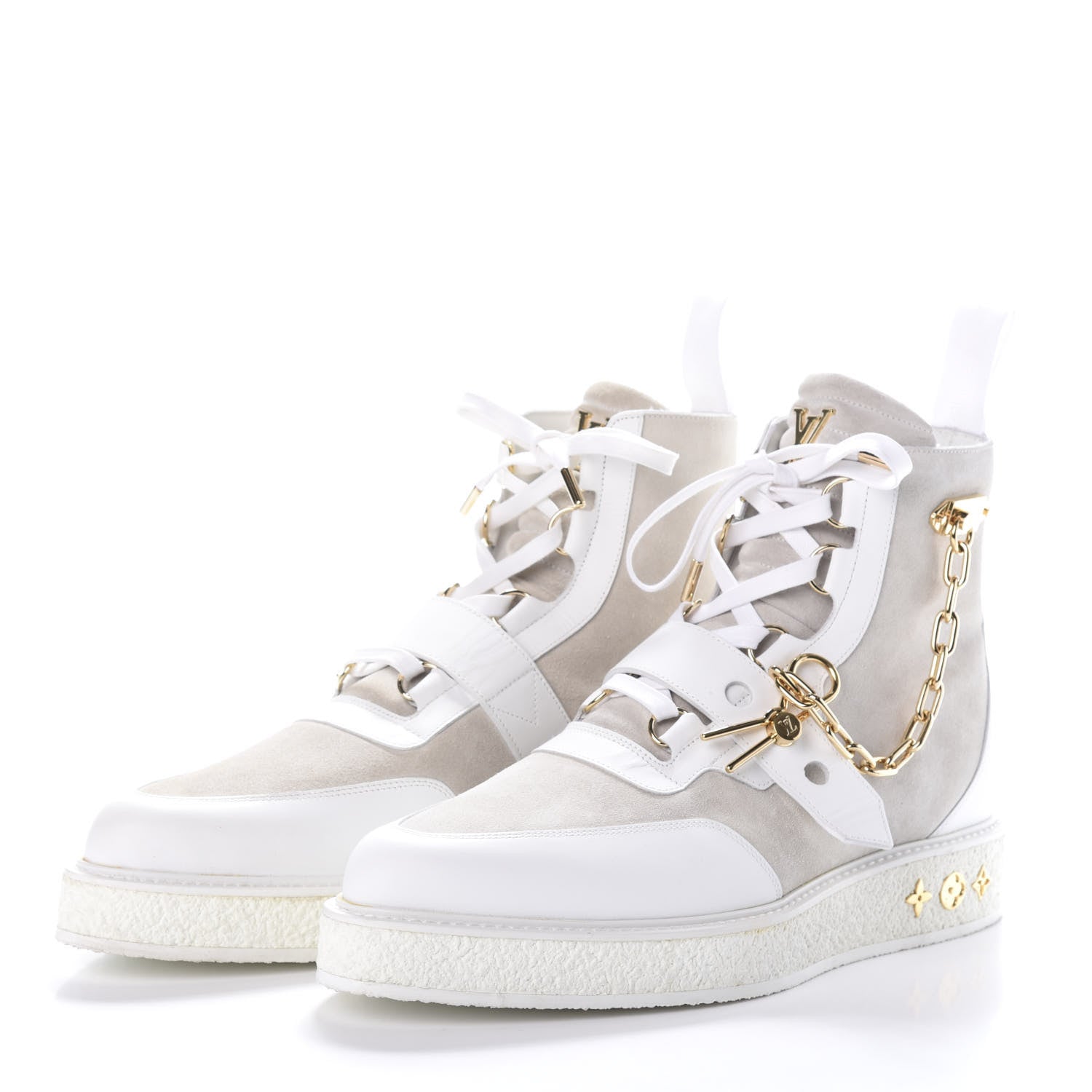 Louis Vuitton Calfskin Suede Mens Creeper Ankle Boot 10.5 White 3 of 7