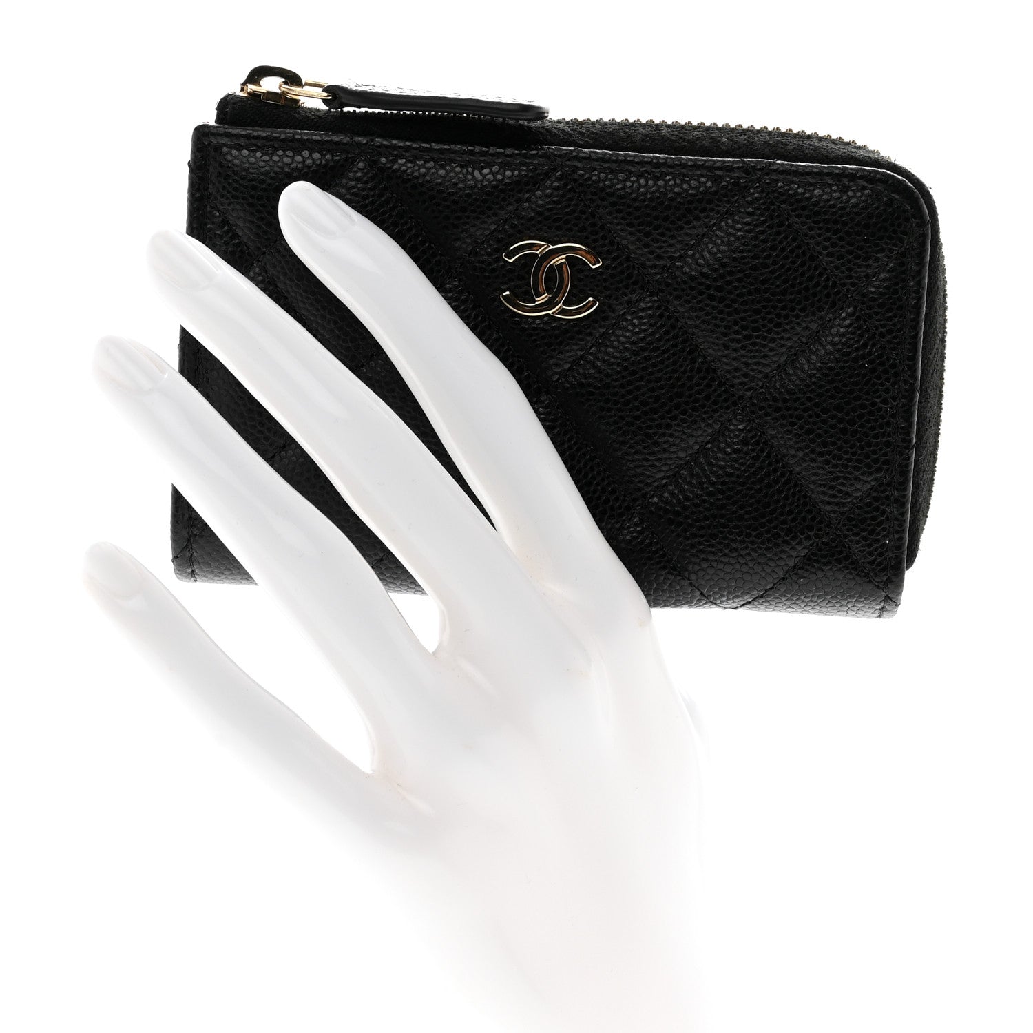 Chanel Caviar Quilted Zipped Key Holder Case Black 2 of 8