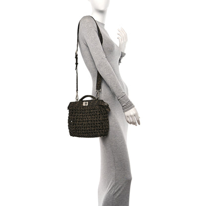 Fendi Fabric Jacquard FF 1974 Woven Knotted Mini Peekaboo I SEE U Satchel Tobacco Moro 2 of 13