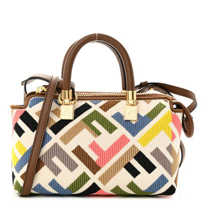 Fendi Canvas Vitello FF Multicolor Embroidered Mini By The Way Top Handle Boston Bag Multicolor 1 of 10