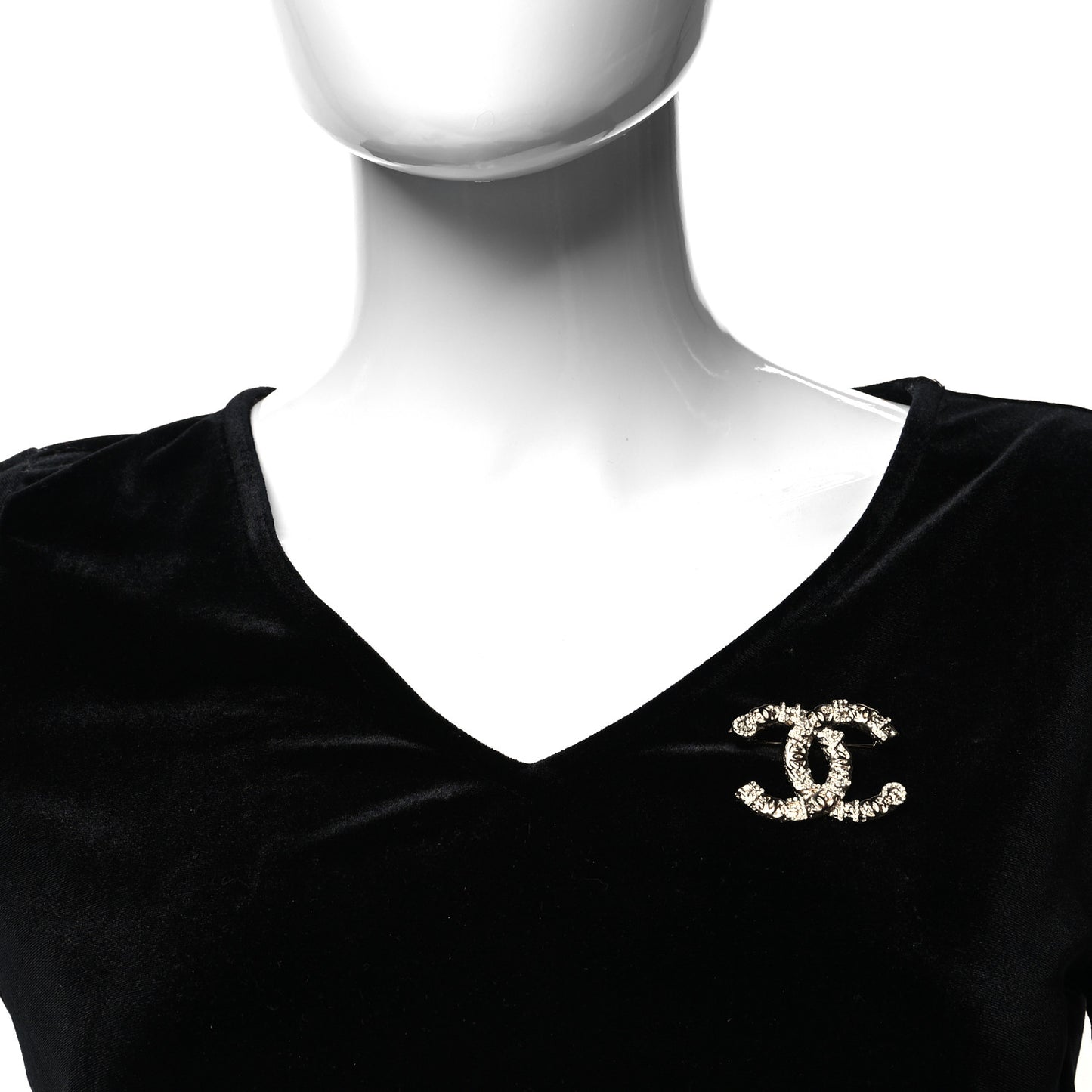 Crystal CC Logo Brooch Gold