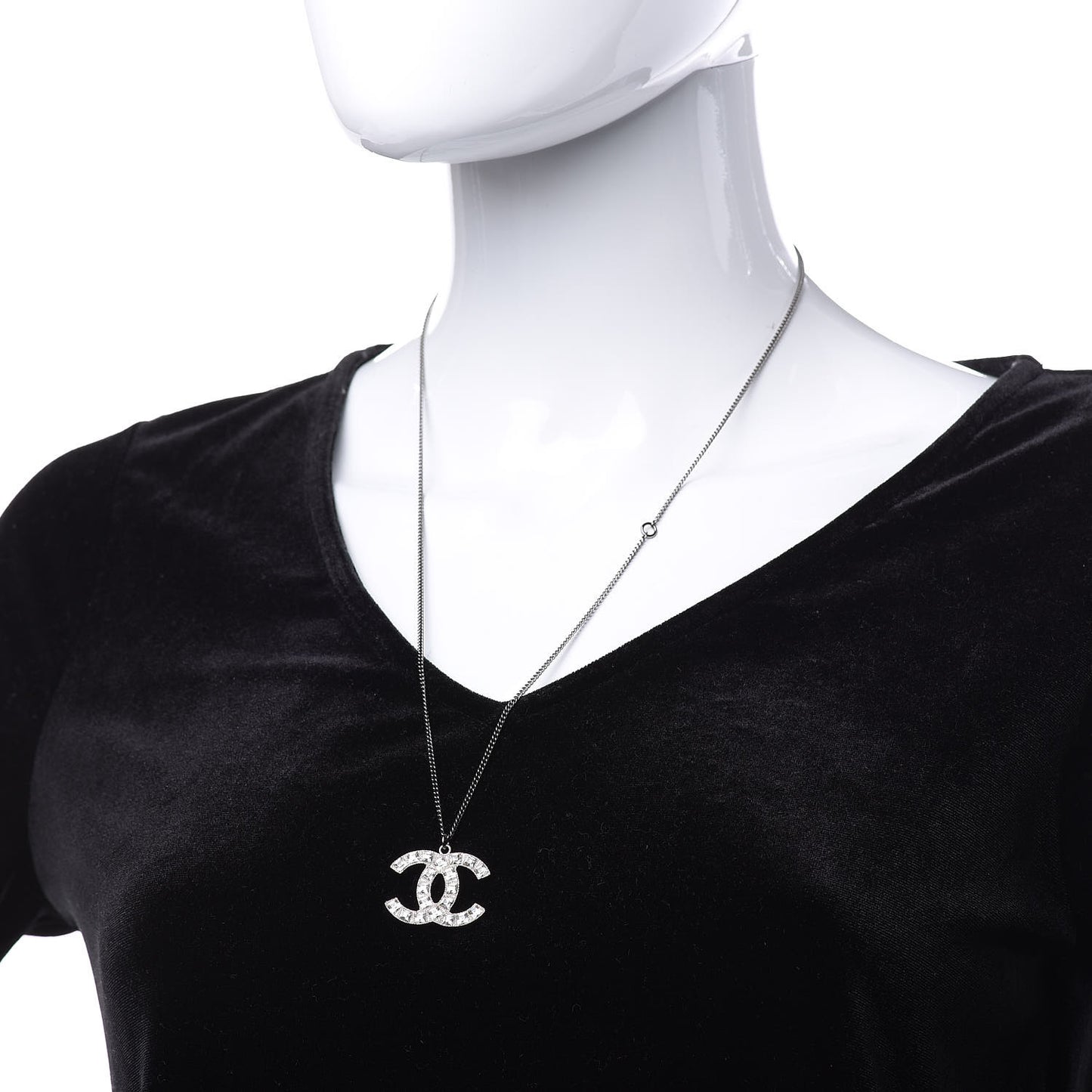Baguette Crystal CC Necklace Silver