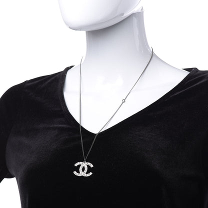 Chanel Baguette Crystal CC Necklace Silver 2 of 6