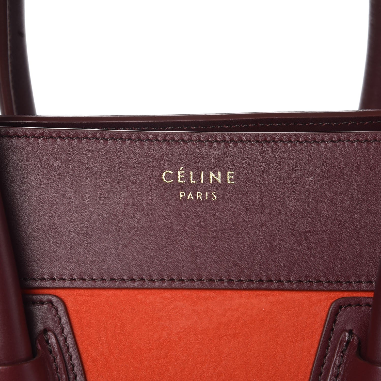 Celine Nubuck Smooth Calfskin Mini Luggage Vermillion 8 of 9