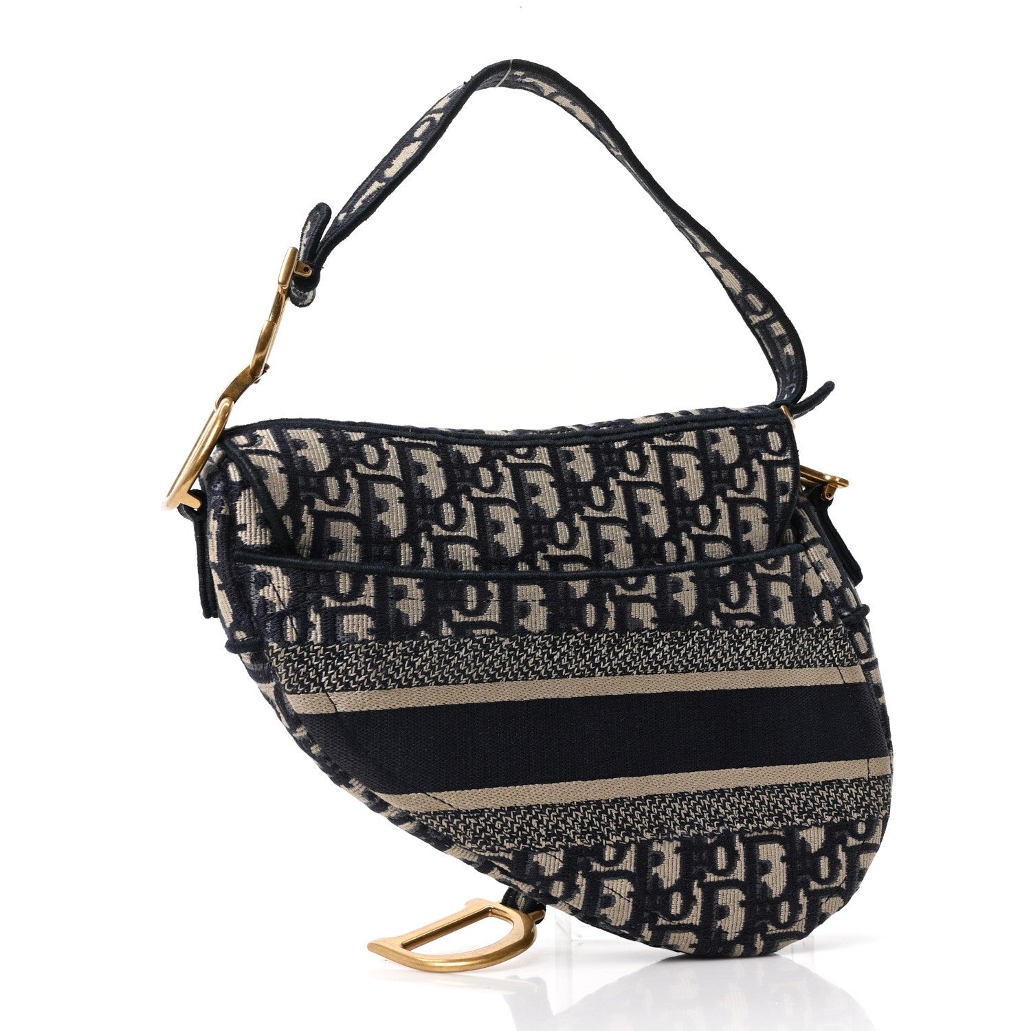 Christian Dior Oblique Embroidered Saddle Bag Blue 3 of 10