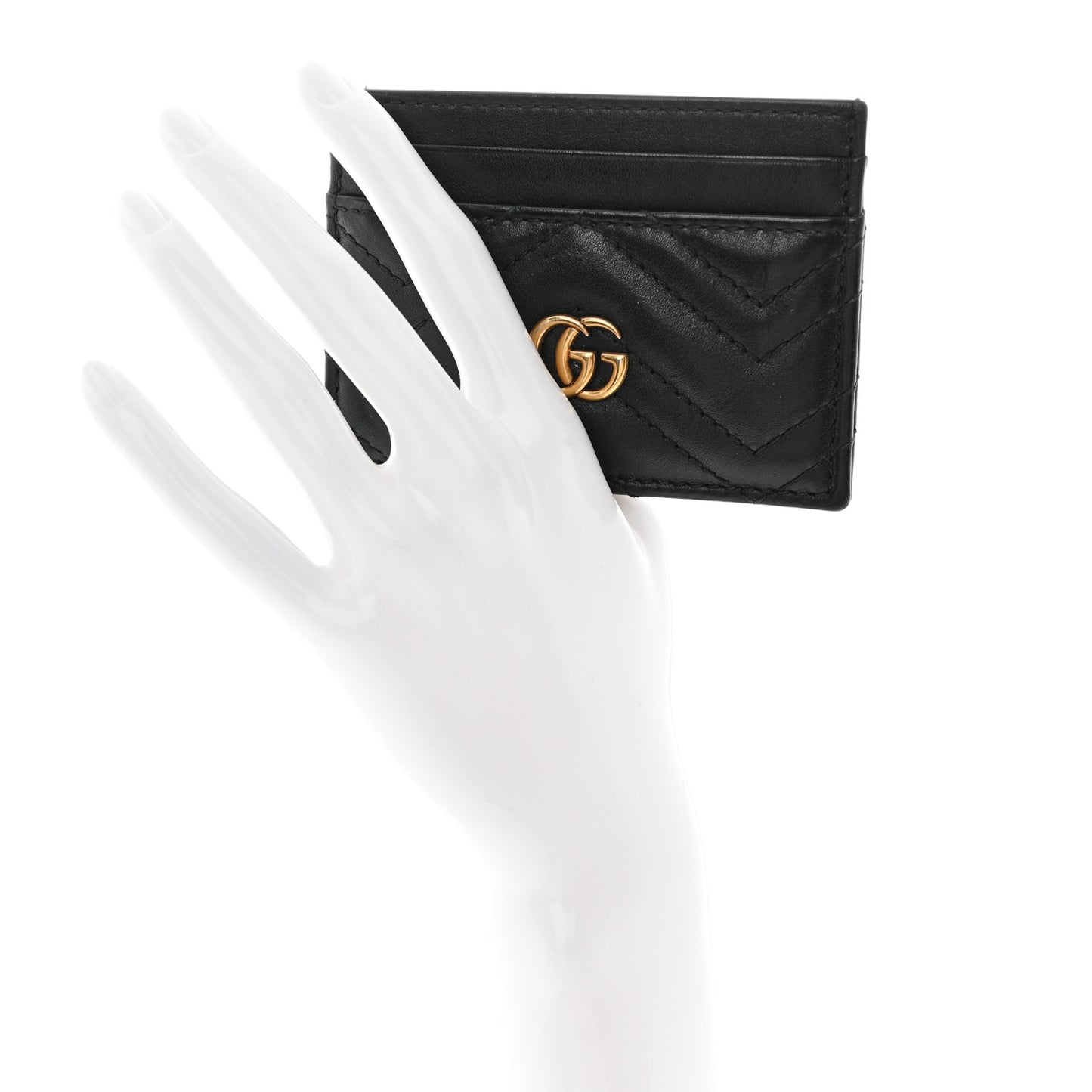 Calfskin Matelasse GG Marmont Card Holder Black