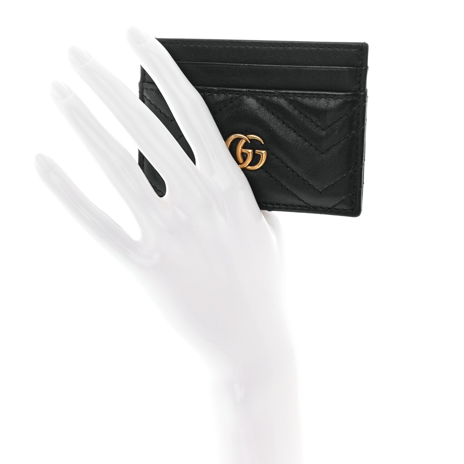 Gucci Calfskin Matelasse GG Marmont Card Holder Black 2 of 6