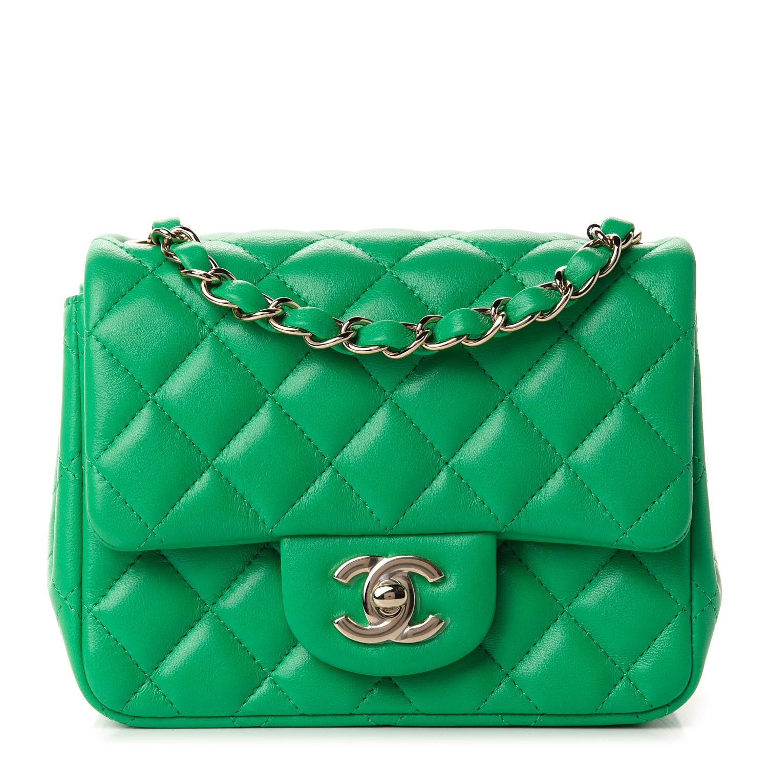 Chanel Lambskin Quilted Mini Square Flap Green 1 of 11