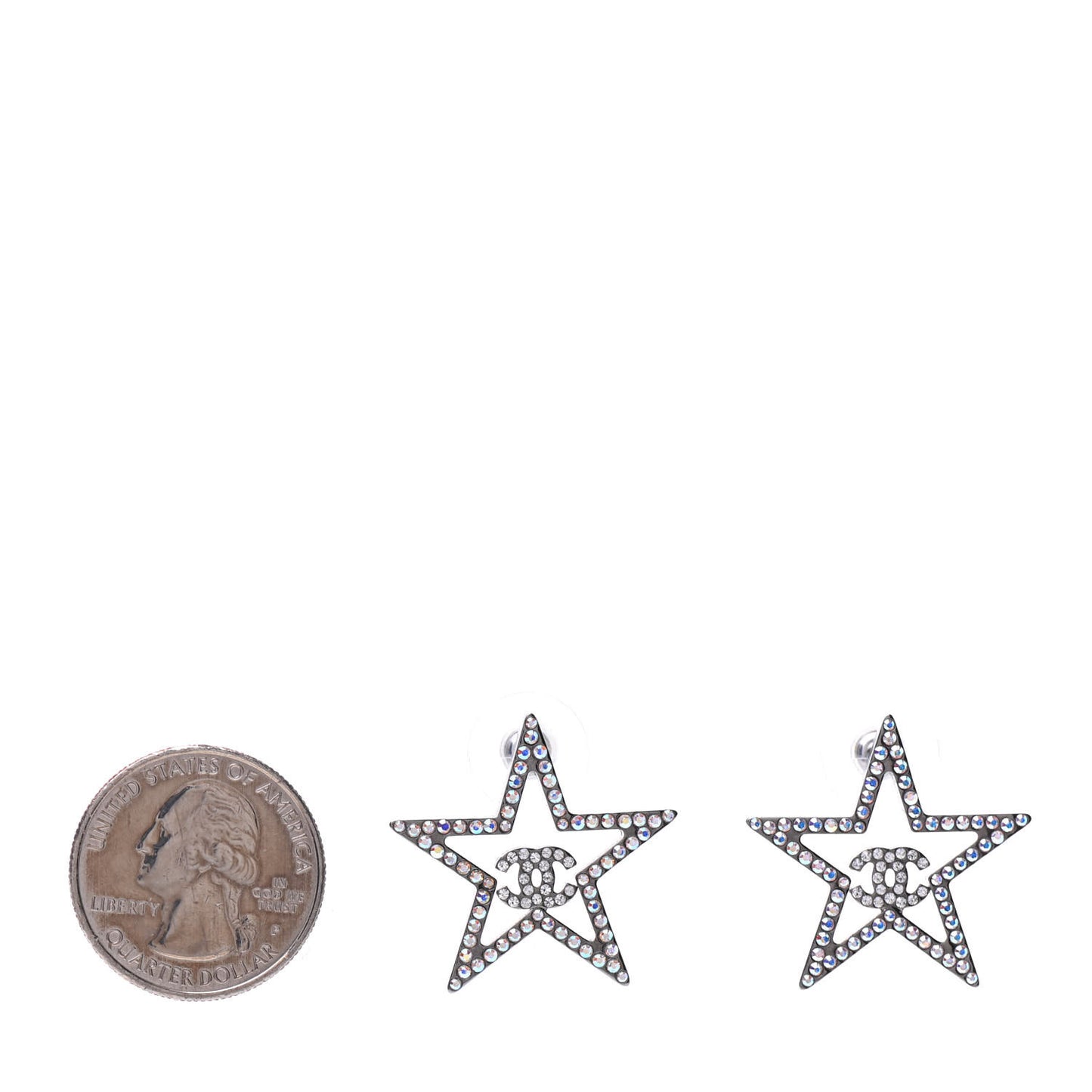 Ruthenium Crystal Star CC Earrings Iridescent Pink