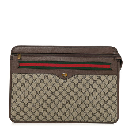 Gucci GG Supreme Monogram Textured Calfskin Web Ophidia Documents Holder Beige Ebony New Acero 1 of 7
