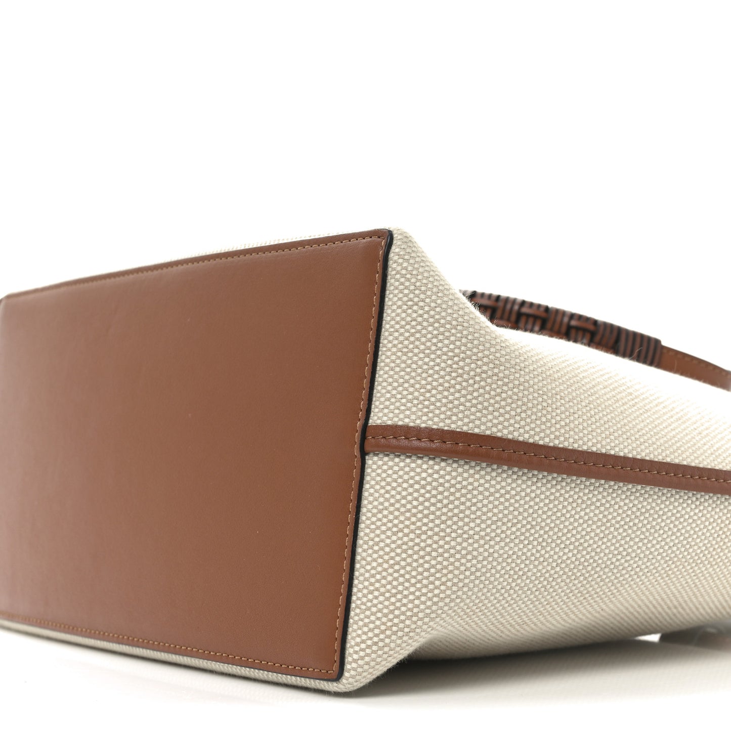 Canvas Calfskin Small Anagram Tote Ecru Tan