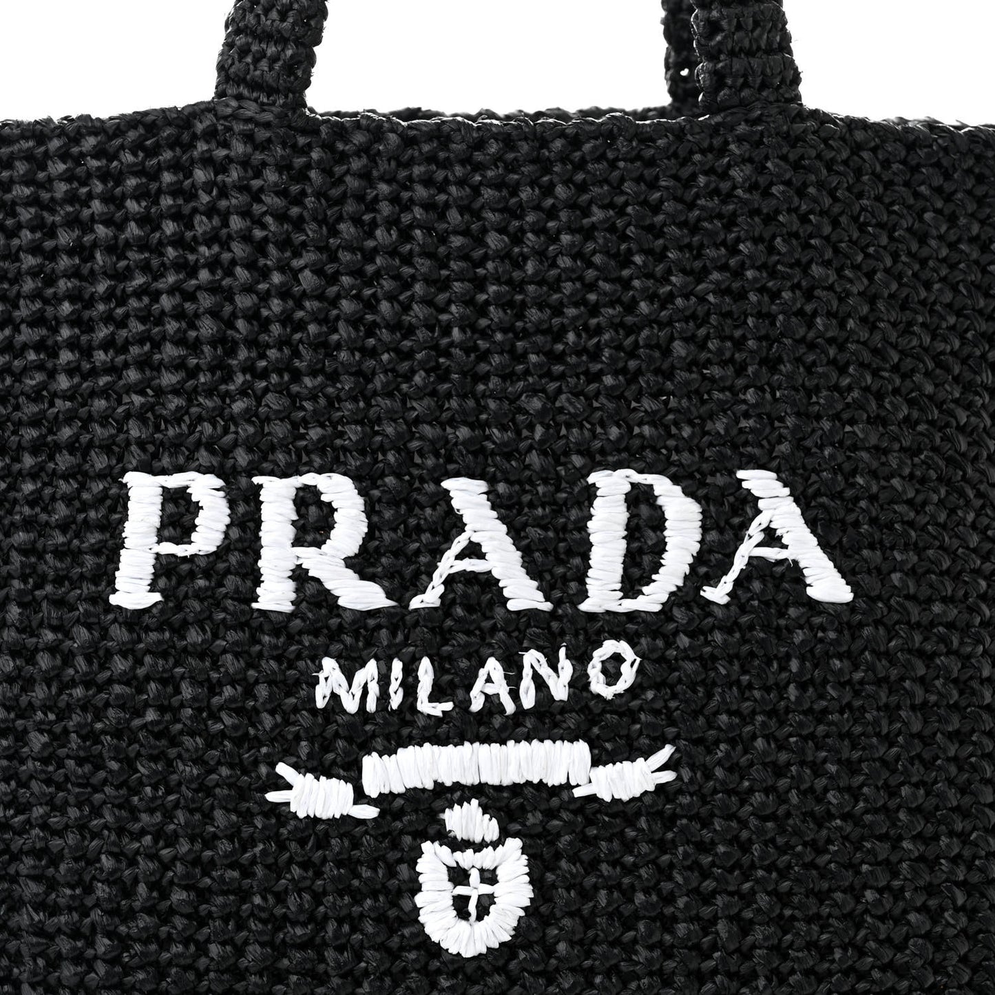 Yarn Raffia Effect Crochet Large Logo Tote Black
