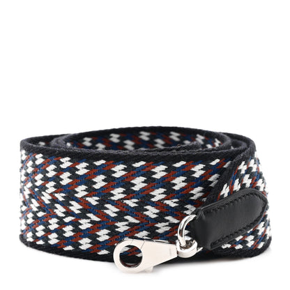 Hermes Toile Swift 50mm Sangle ZigZag Shoulder Strap Black White Deep Blue 1 of 5