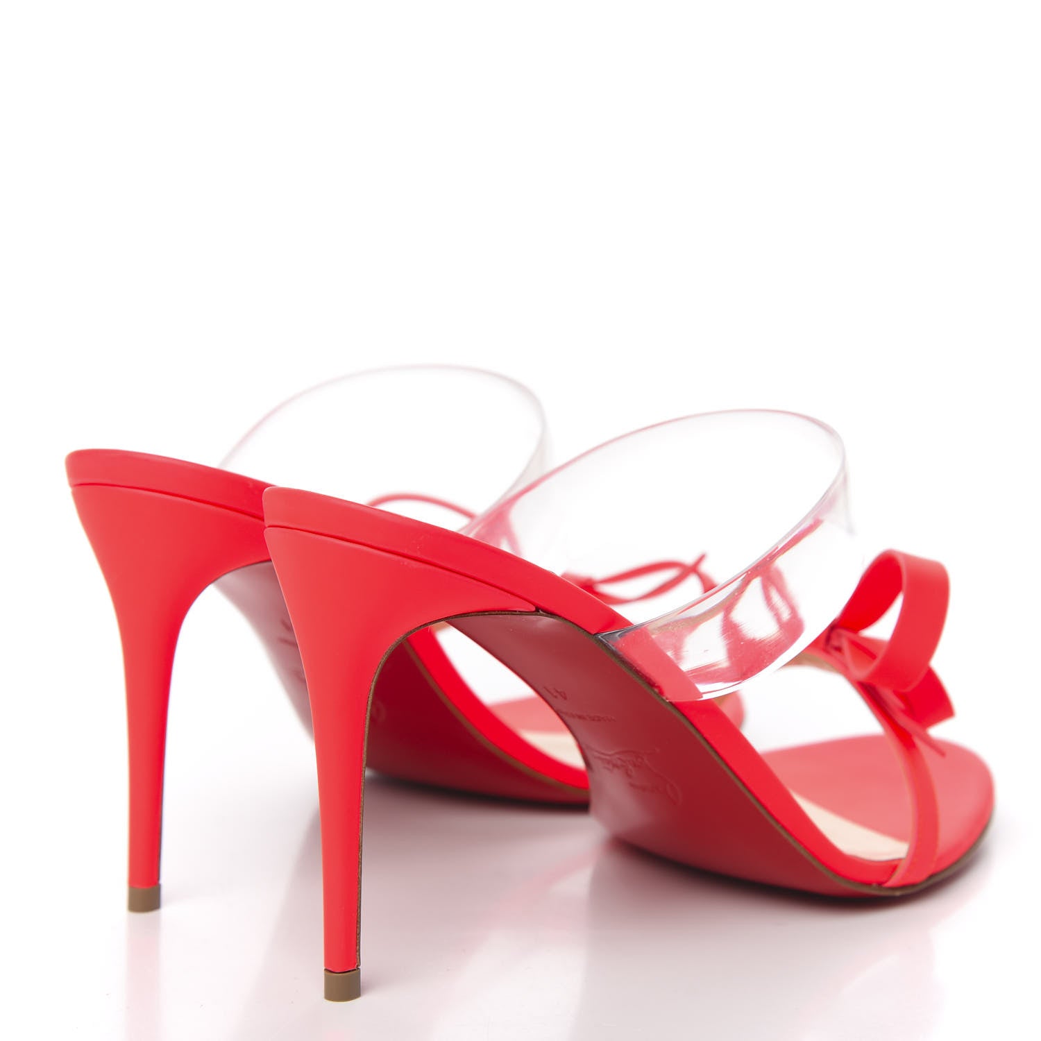 Christian Louboutin Matt Patent PVC Just Nodo 85 Slide Sandals 41 Fluo 4 of 8