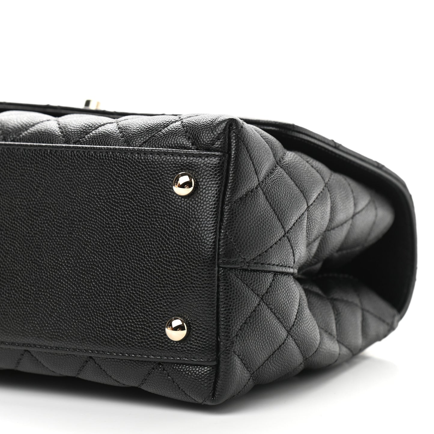 Caviar Quilted Small Coco Handle Flap Black