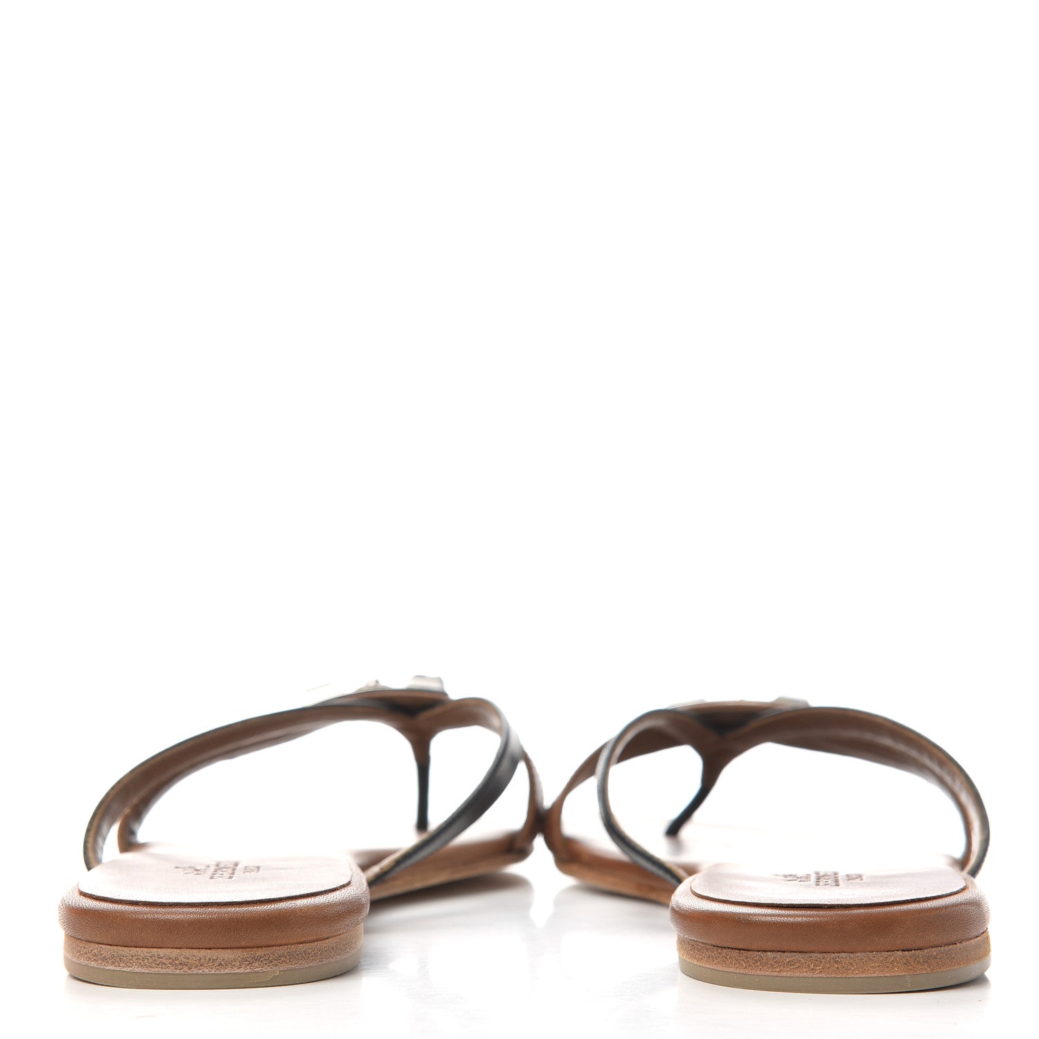 Hermes Calfskin Corfou Sandals 37 Naturel Black 7 of 10