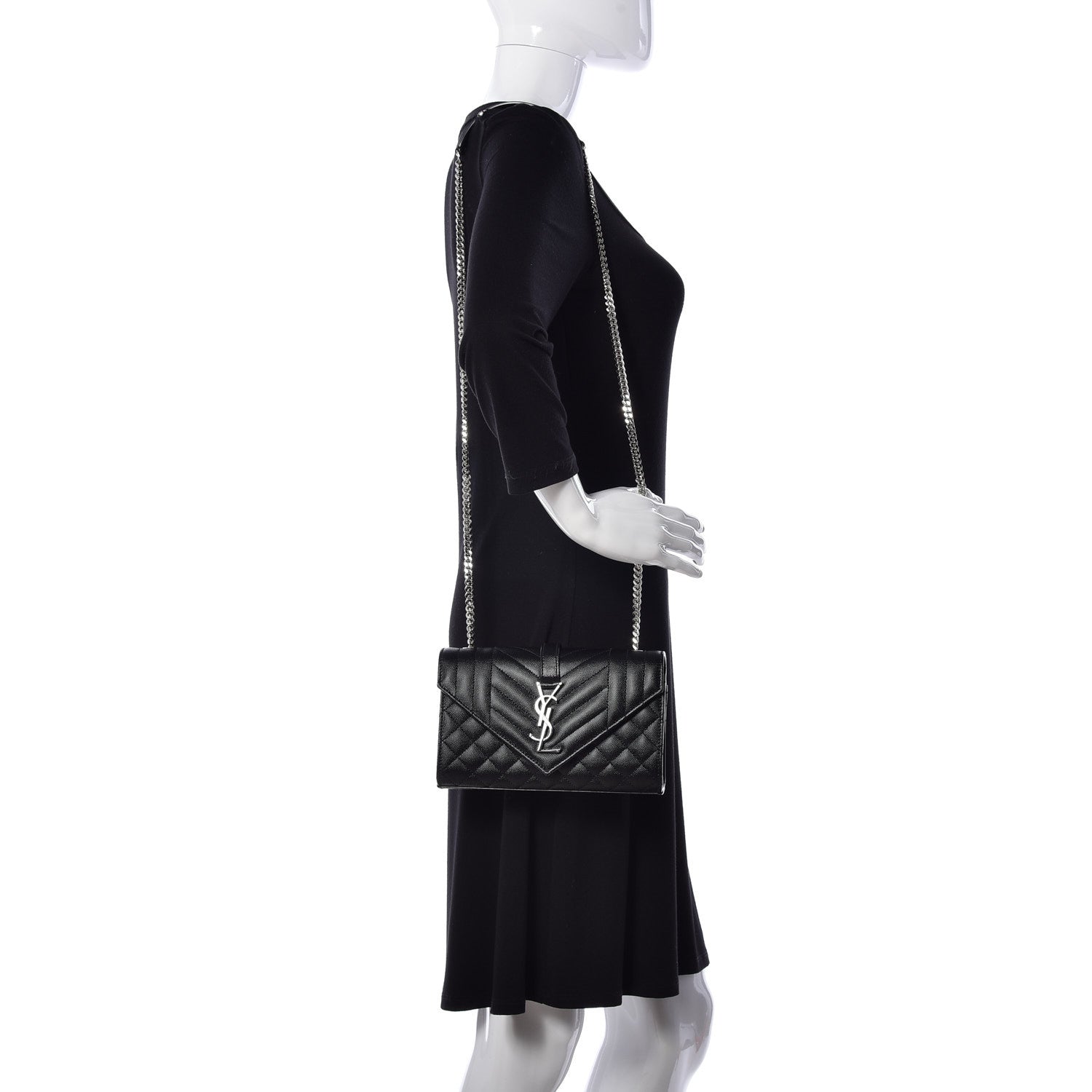 Saint Laurent Grain De Poudre Textured Mixed Matelasse Triquilt Small Monogram Satchel Black 2 of 8