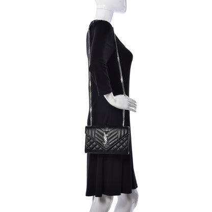 Saint Laurent Grain De Poudre Textured Mixed Matelasse Triquilt Small Monogram Satchel Black 2 of 8