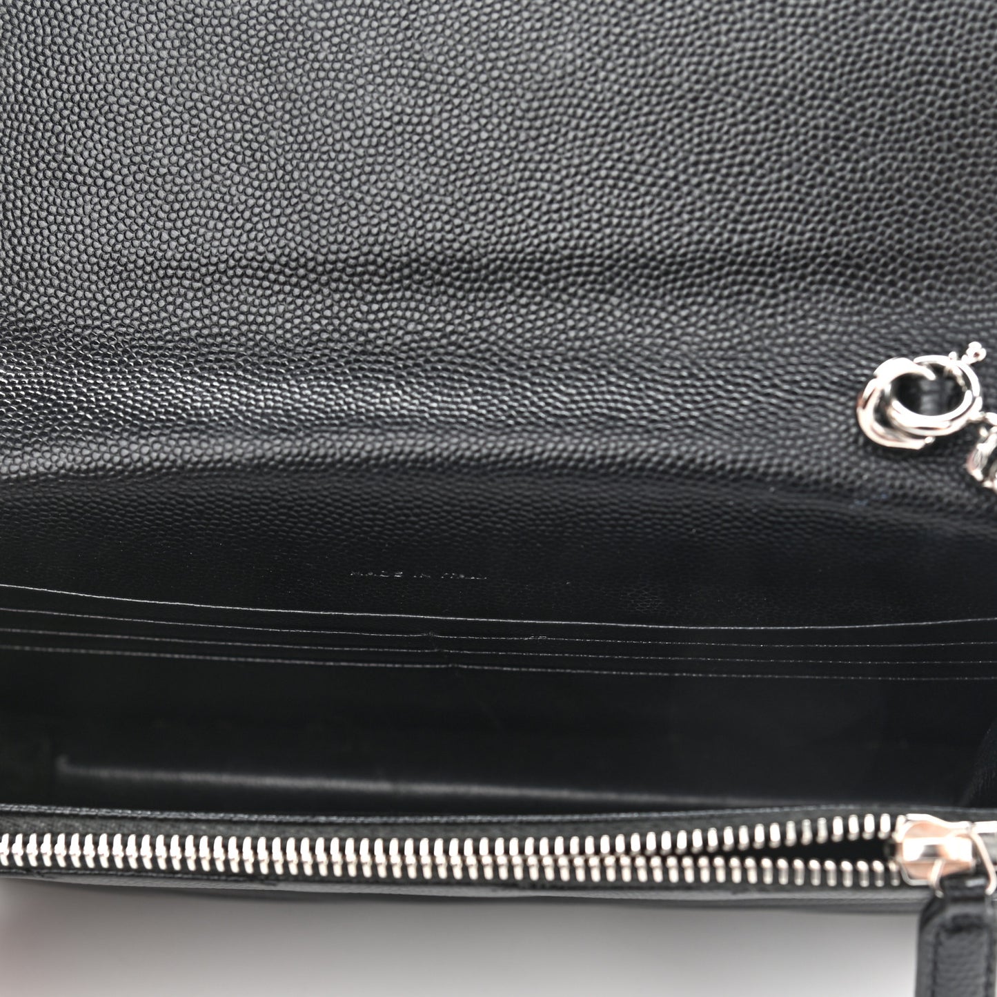 Grain De Poudre Matelasse Chevron Monogram Envelope Chain Wallet Black