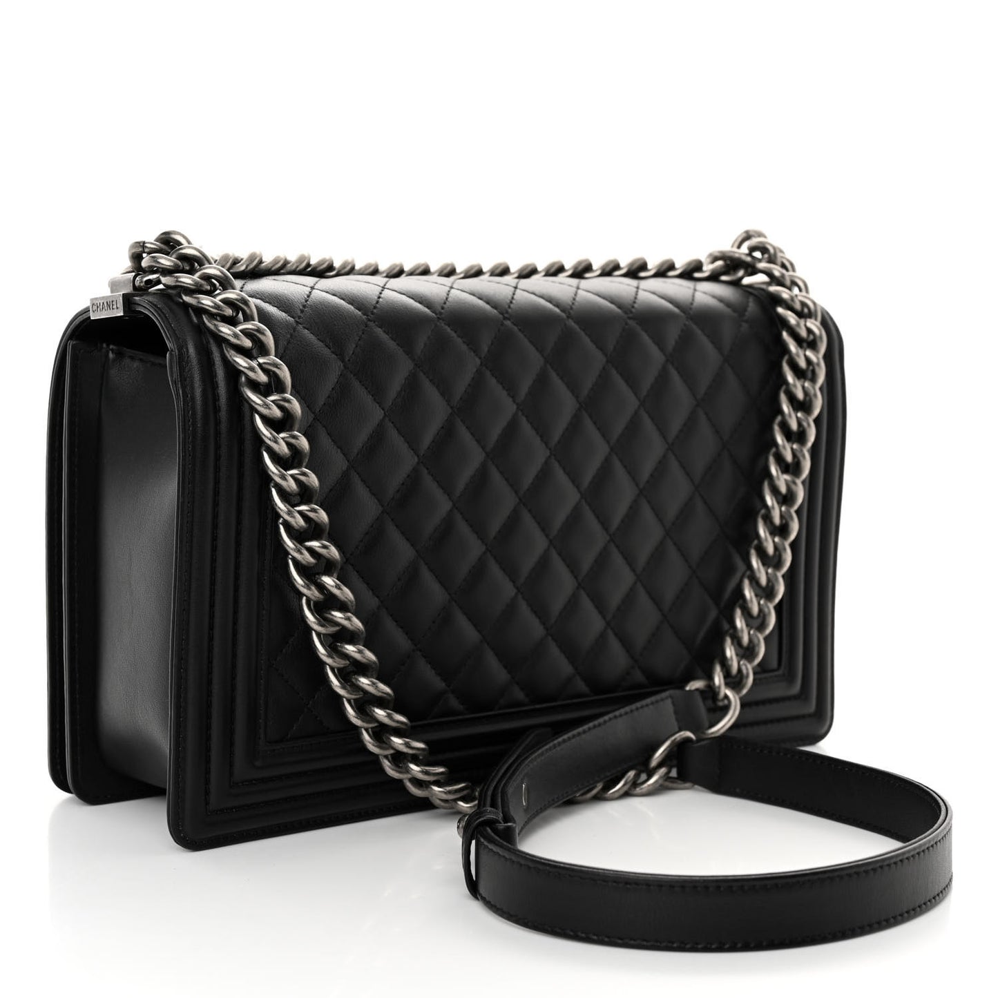 Lambskin Quilted New Medium Boy Flap Black