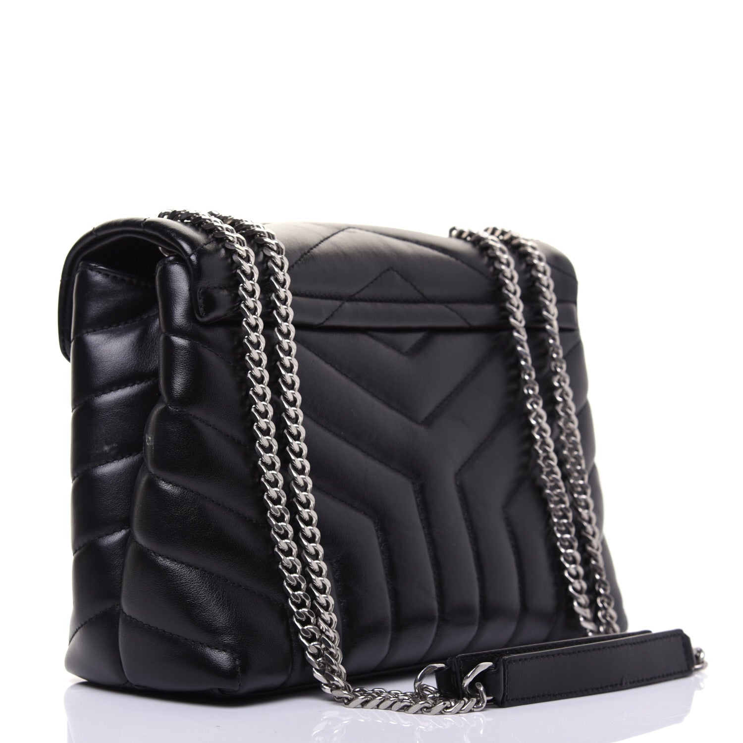 Saint Laurent Calfskin Y Quilted Monogram Small Loulou Chain Satchel Black 3 of 19