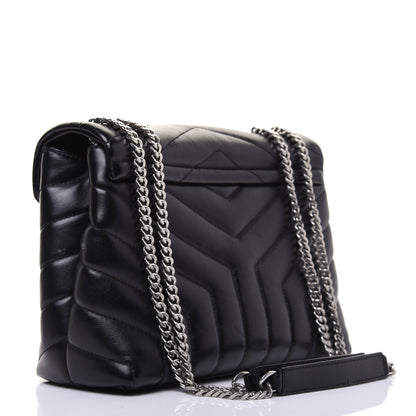Saint Laurent Calfskin Y Quilted Monogram Small Loulou Chain Satchel Black 3 of 19
