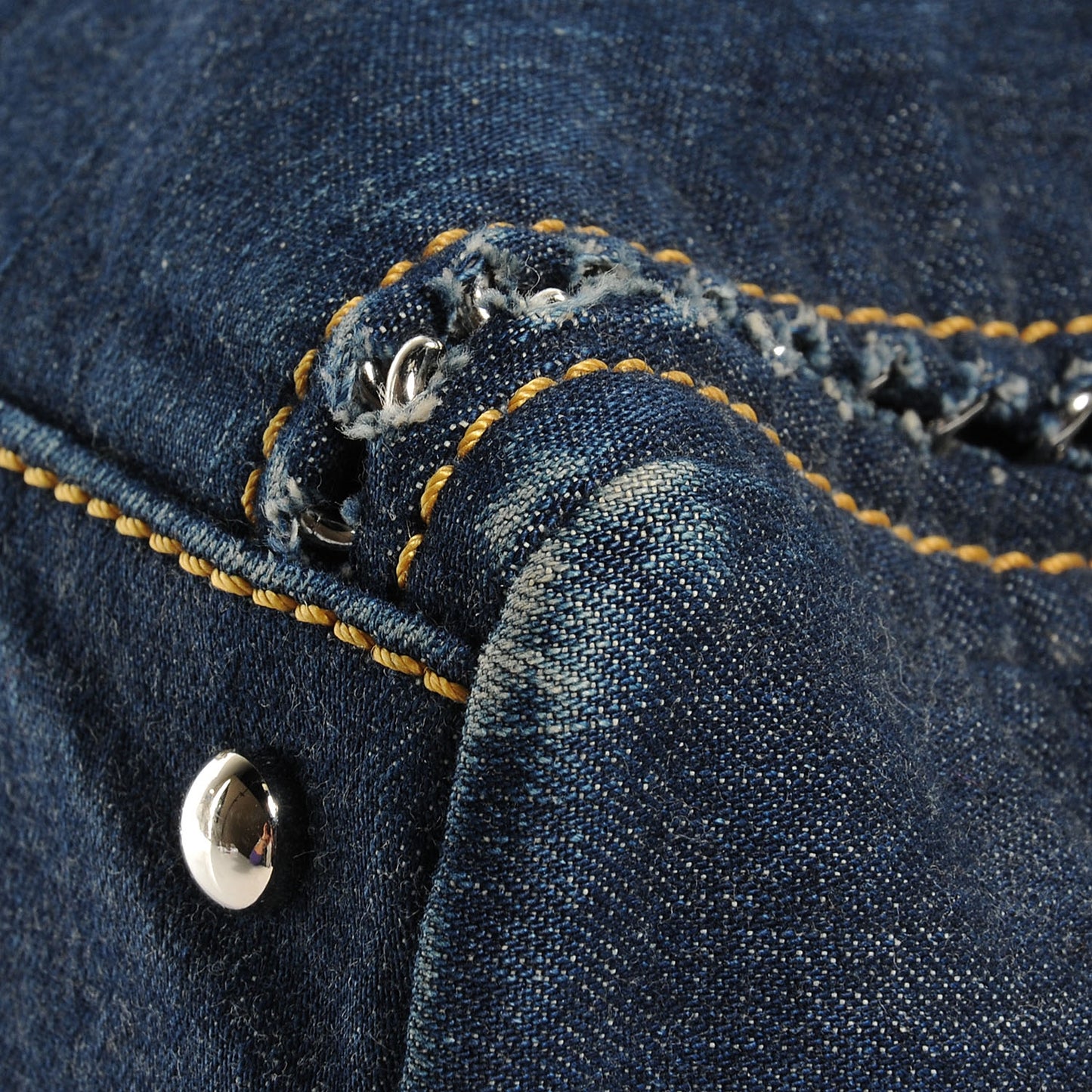 Denim Luxe Ligne Medium Bowler Blue