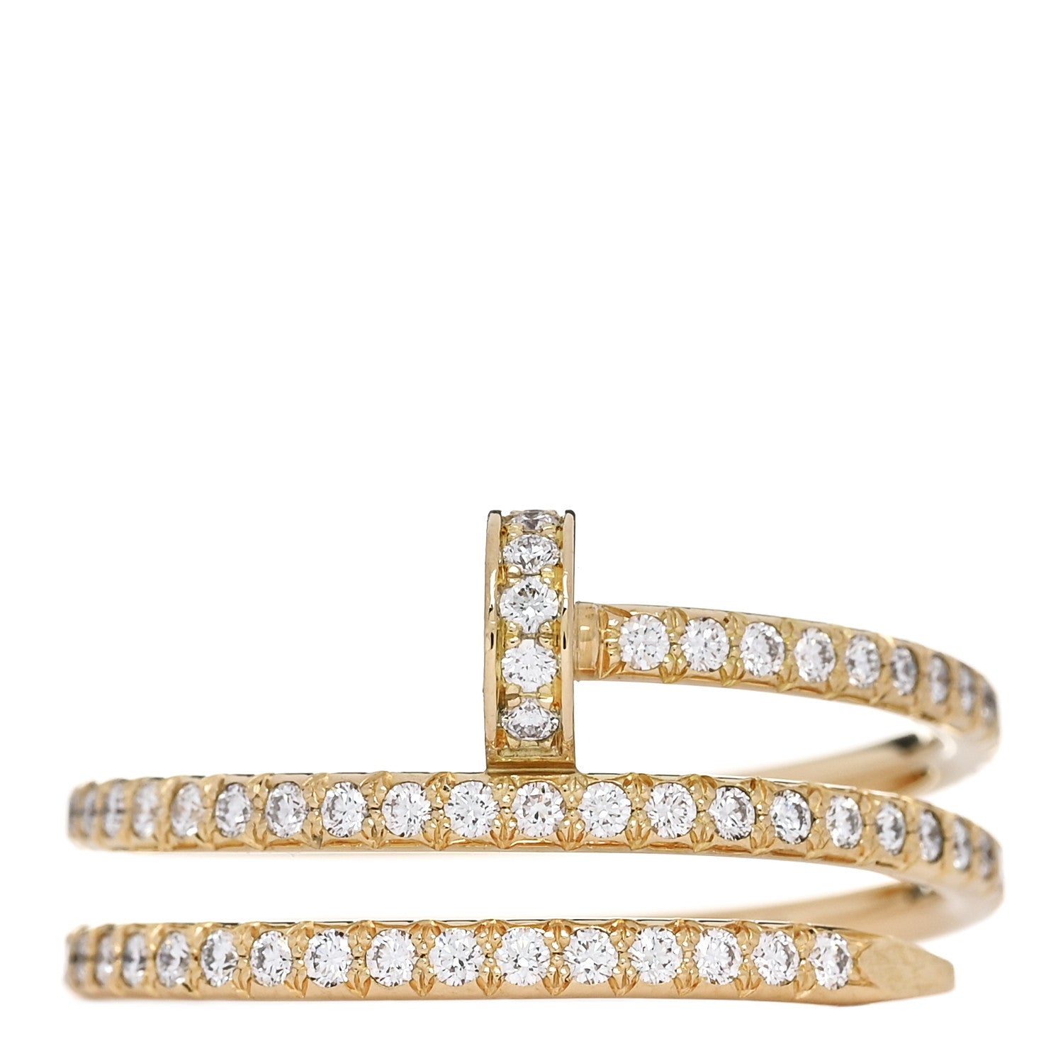 Cartier 18K Yellow Gold Diamond Double Juste Un Clou Paved Ring 55 7.25 1 of 6