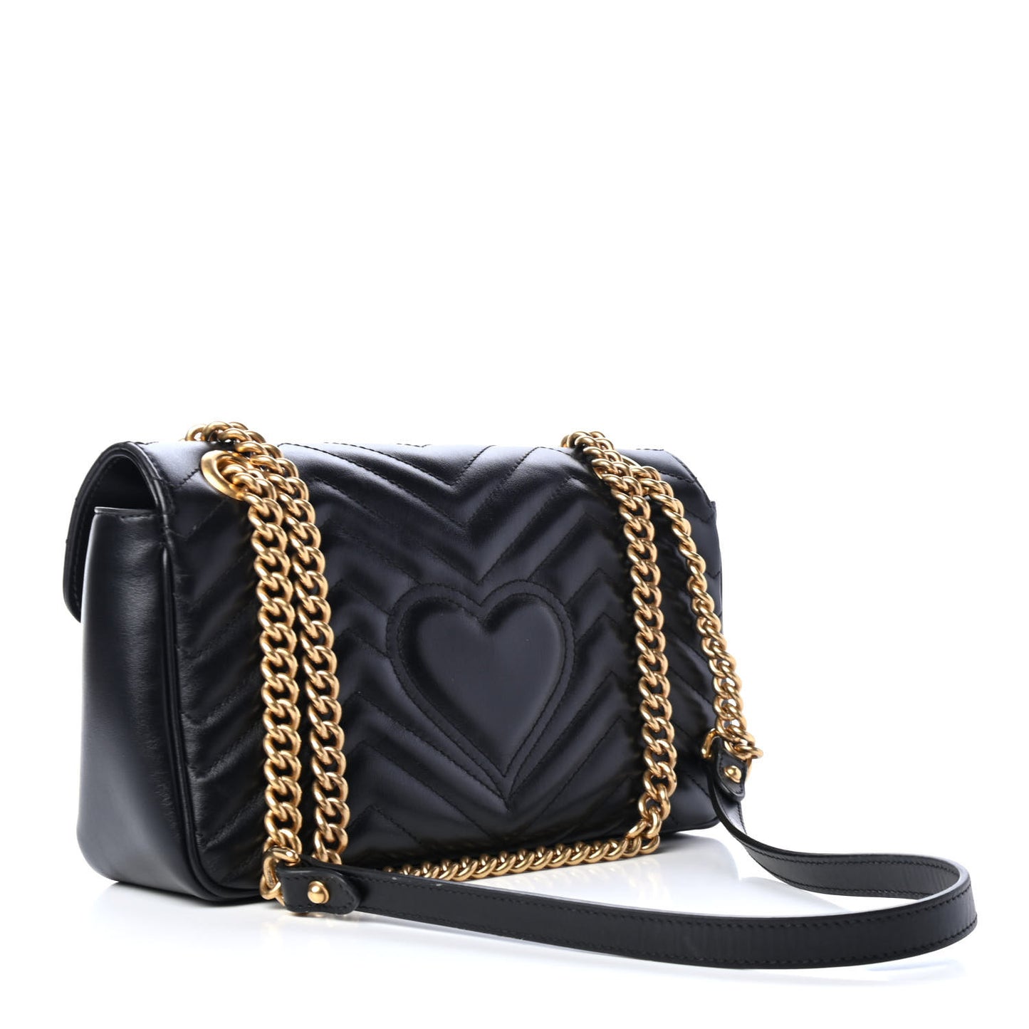 Calfskin Matelasse Small GG Marmont Shoulder Bag Black