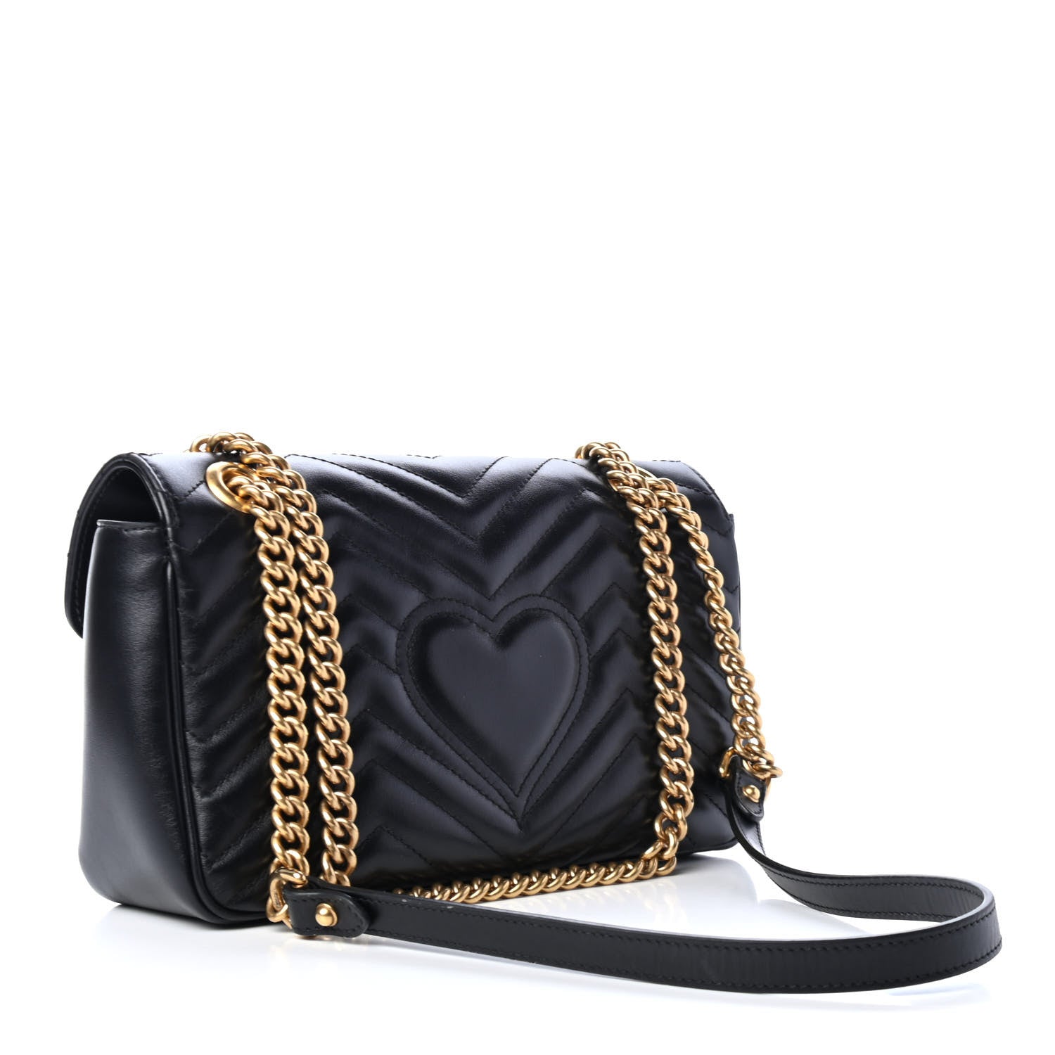 Gucci Calfskin Matelasse Small GG Marmont Shoulder Bag Black 2 of 4