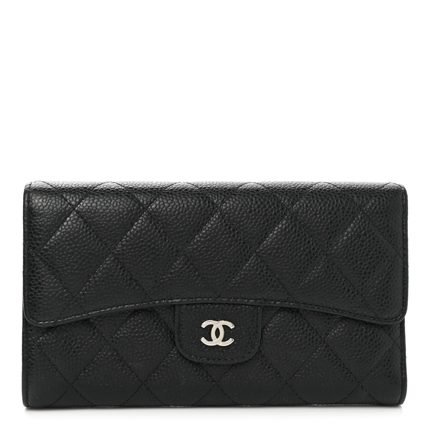 Caviar Quilted Large Flap Wallet Black