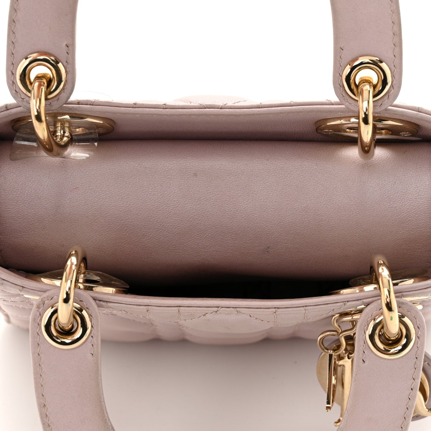 Metallic Lambskin Cannage Mini Lady Dior Lotus