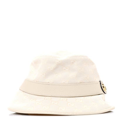 Gucci Monogram Textured Dollar Calfskin GG Jago Bucket Hat S Ivory 5 of 8