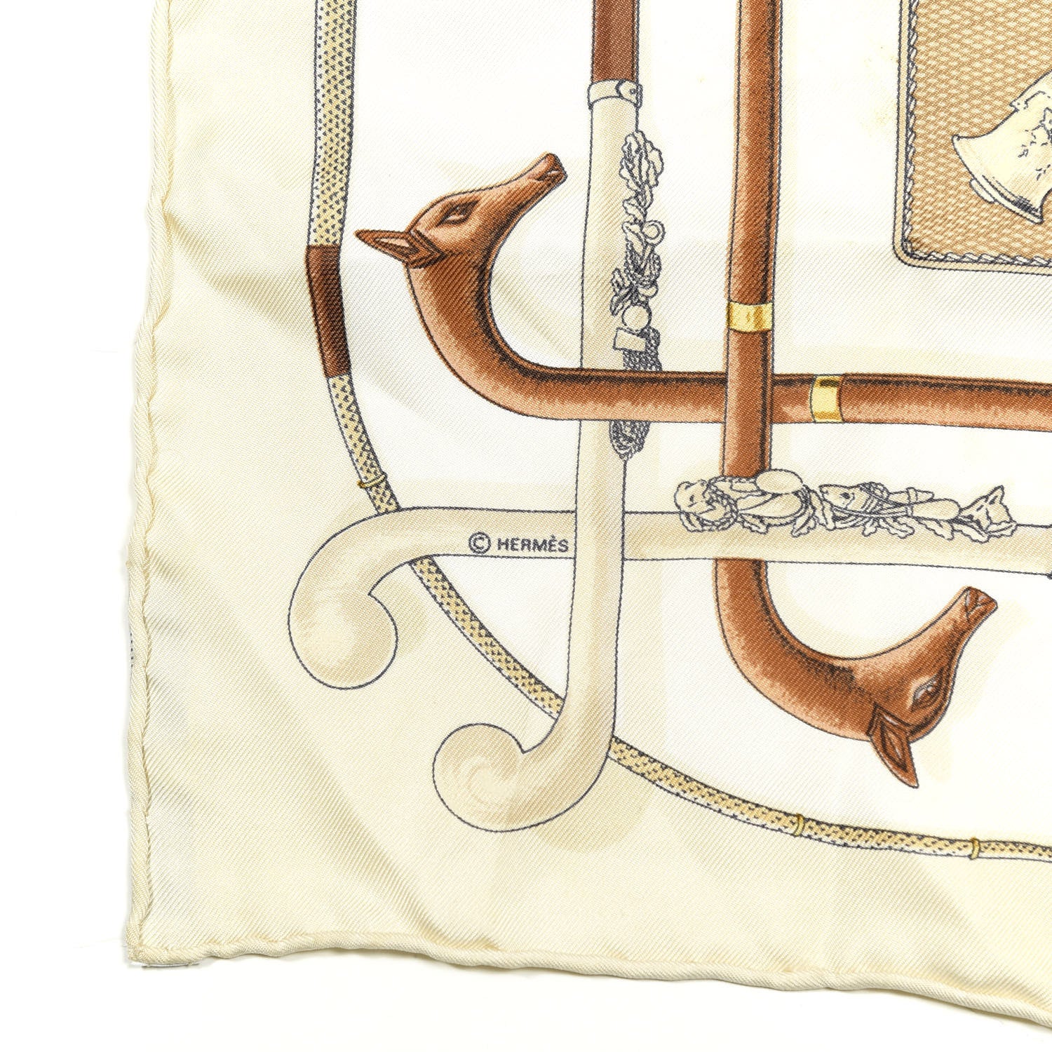 Hermes Silk Cannes Et Pommeaux Pocket Square 3 of 5