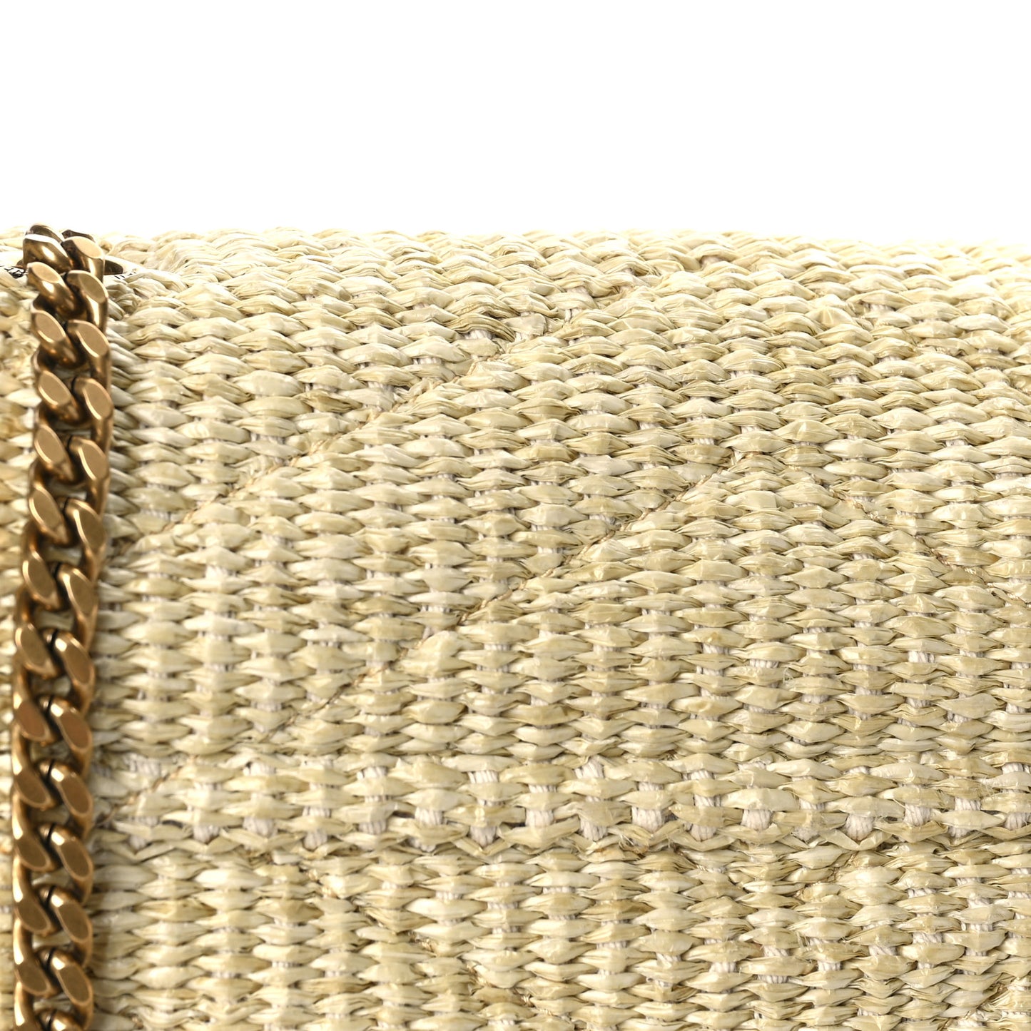 Straw Matelasse Chevron Monogram Large College Satchel Natural